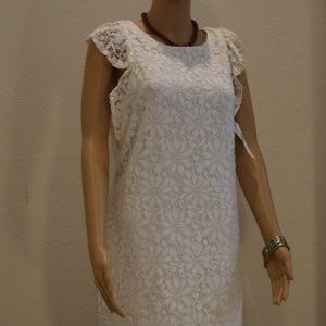 Brand New Crochet Lace Flounce woman Dress, White